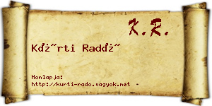 Kürti Radó névjegykártya